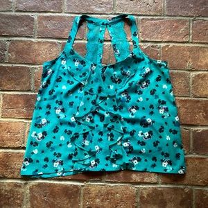 Lauren Conrad flowy real floral tank with lace detail back